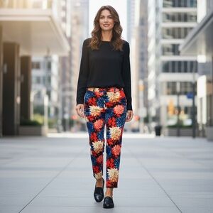 New Talbots Chatham Ankle Floral Dahlia Pants Size 14